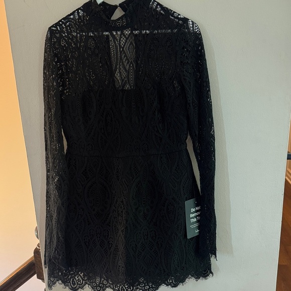 Lulu's Elegant Black Lace Mini Dress - Picture 2 of 3